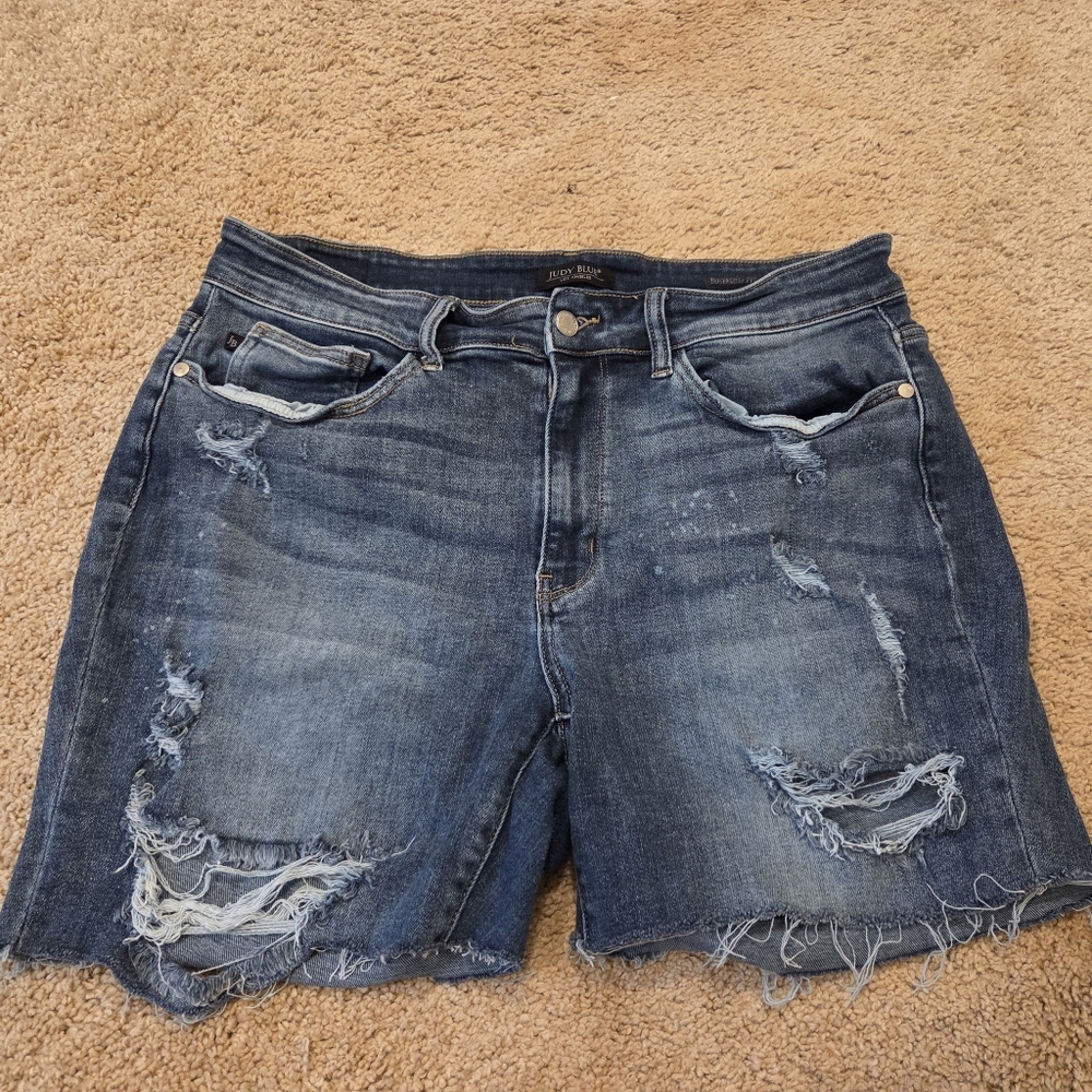 Judy Blue Medium Wash Distressed Jean Shorts
